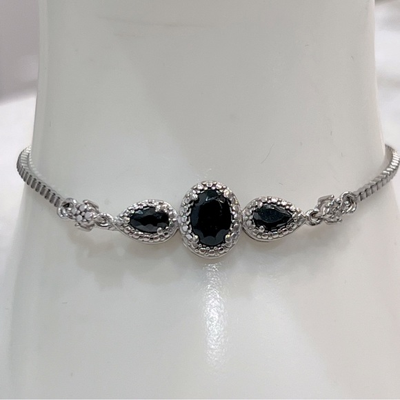 Jewelry - Thai Black Spinel Black Diamond Silver BOLO Bracelet